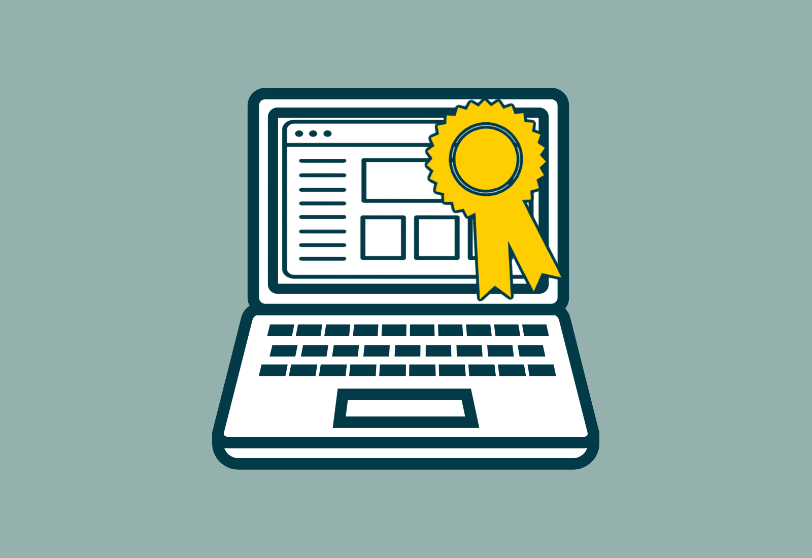 graphic of laptop with award ribbon