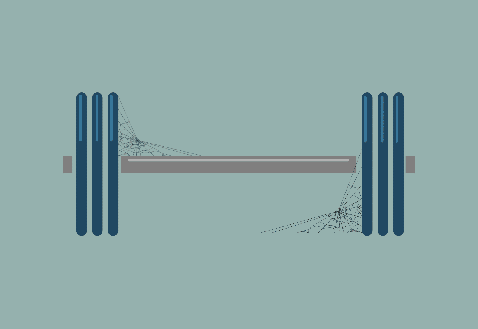 graphic of barbell with cobwebs
