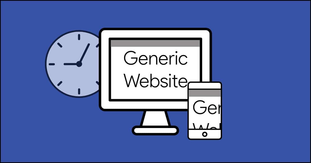Graphic of computer and mobile displaying generic website