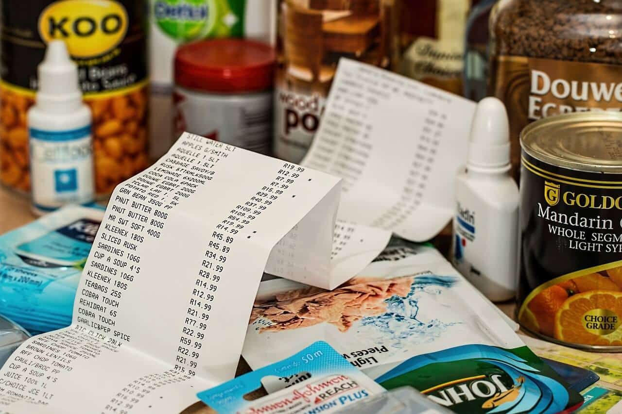 groceries with receipt