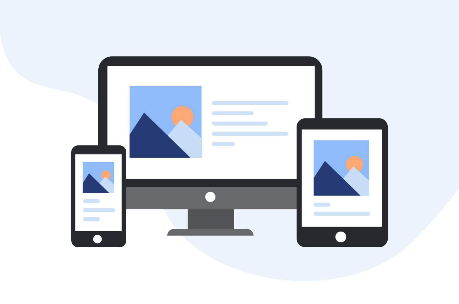 illustration of website on different size screens