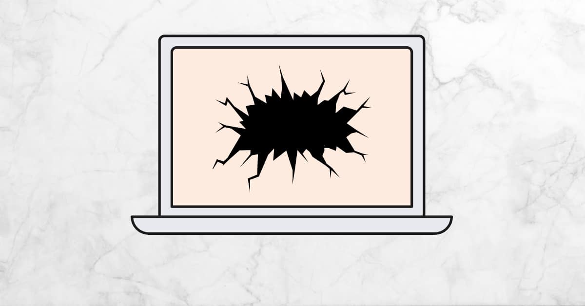 illustration of laptop with cracked screen