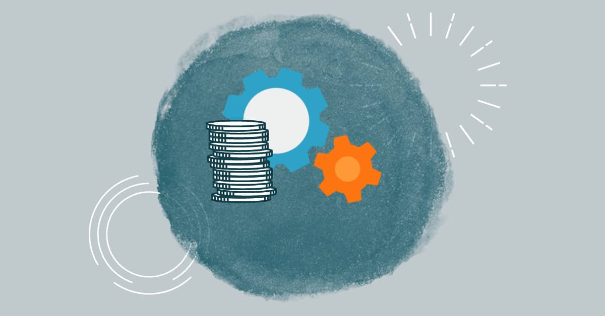 graphic of gears and stack of coins