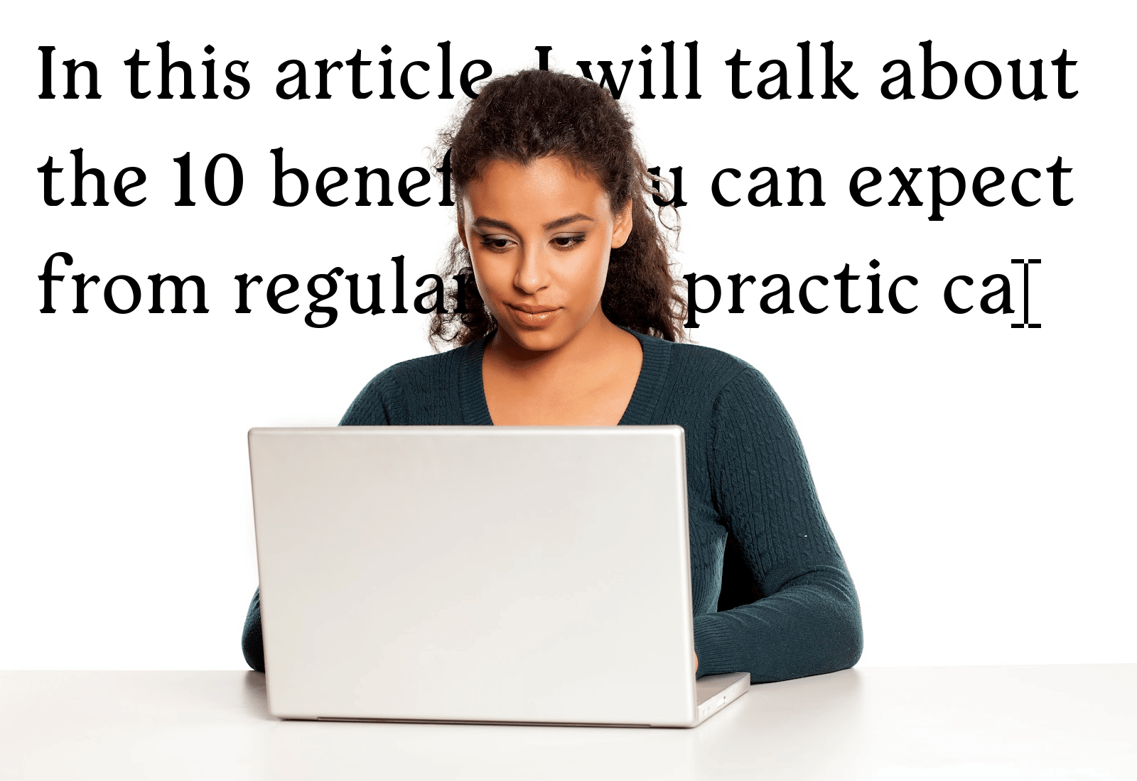 woman with laptop writing a chiropractic blog post