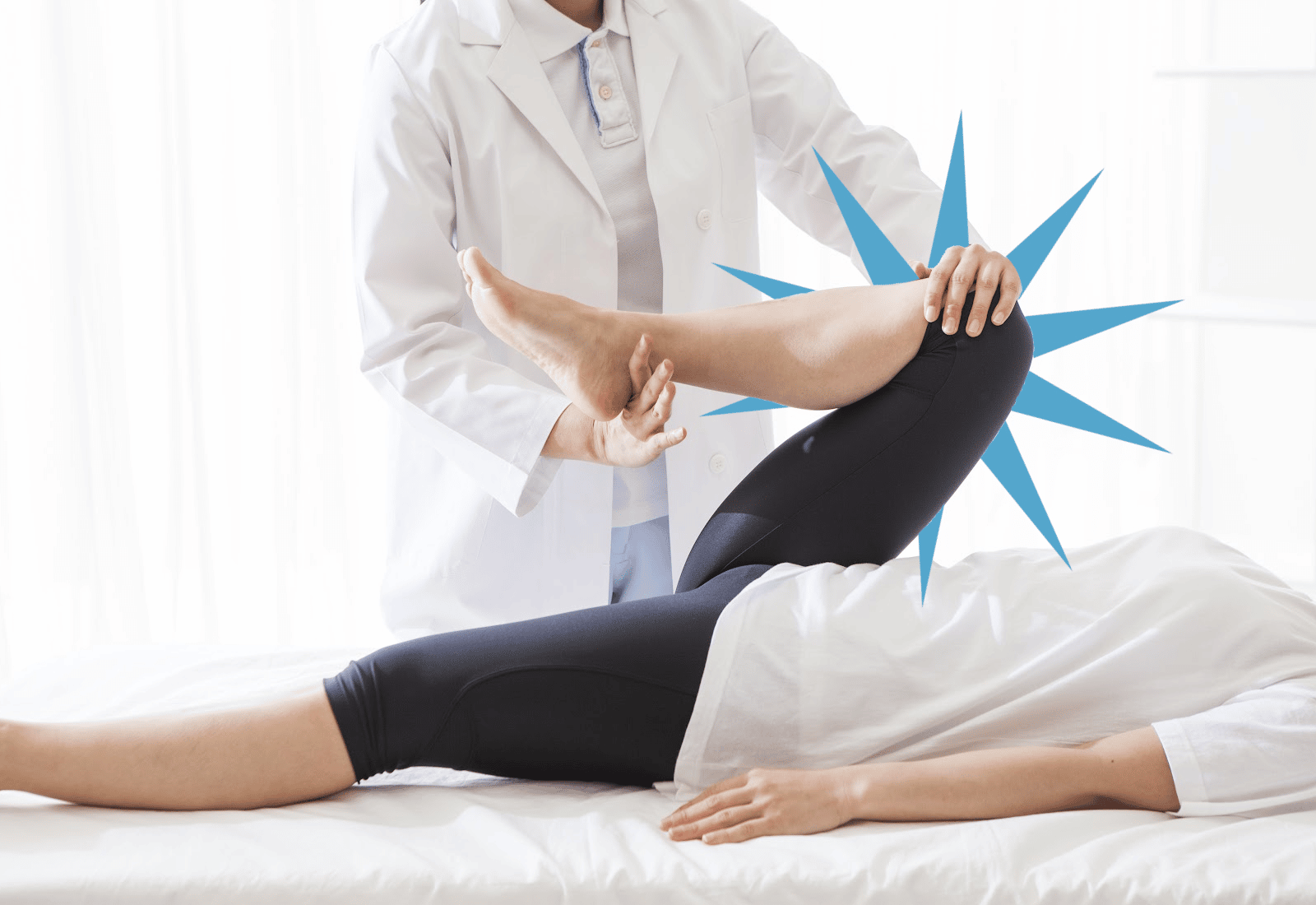 chiropractor adjusting patient's knee