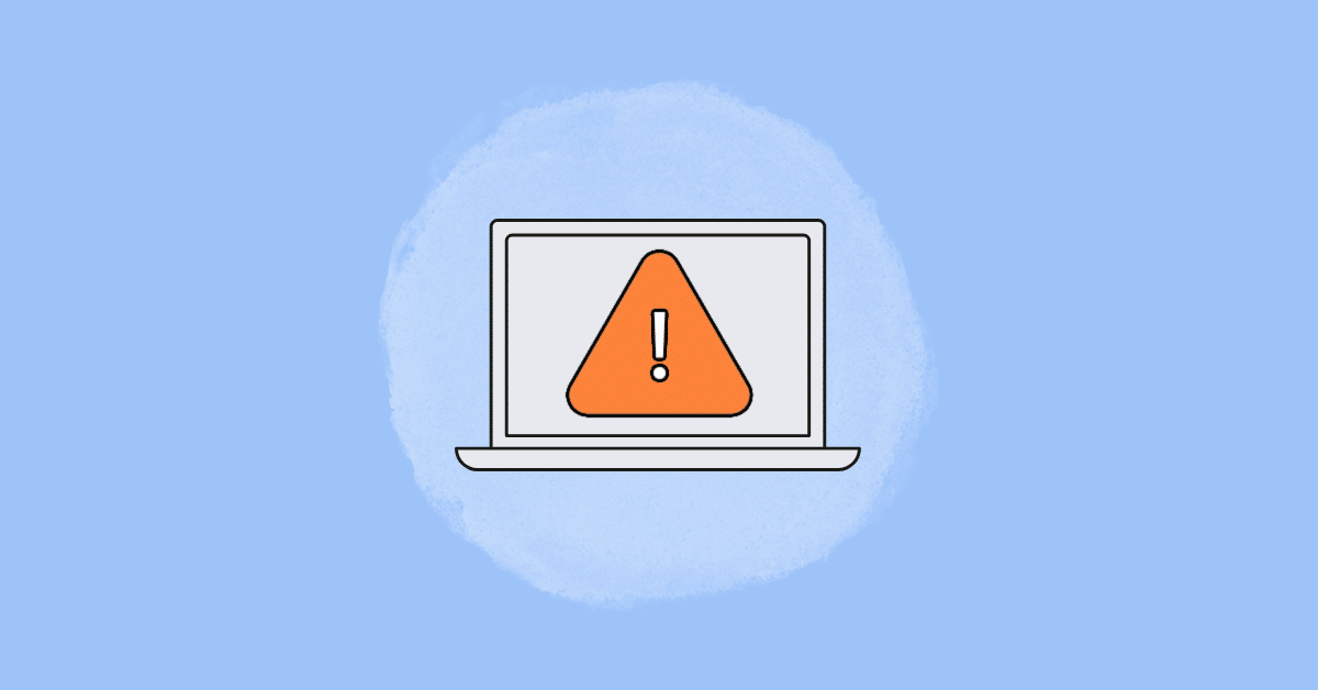error icon displayed on laptop screen