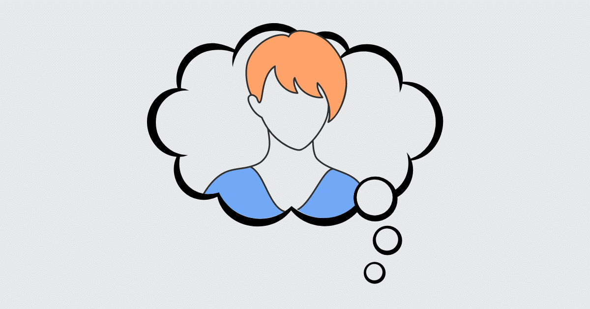 graphic of person's head inside a thought bubble