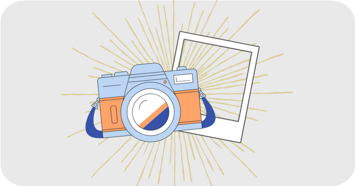 illustration of film camera and polaroid frame